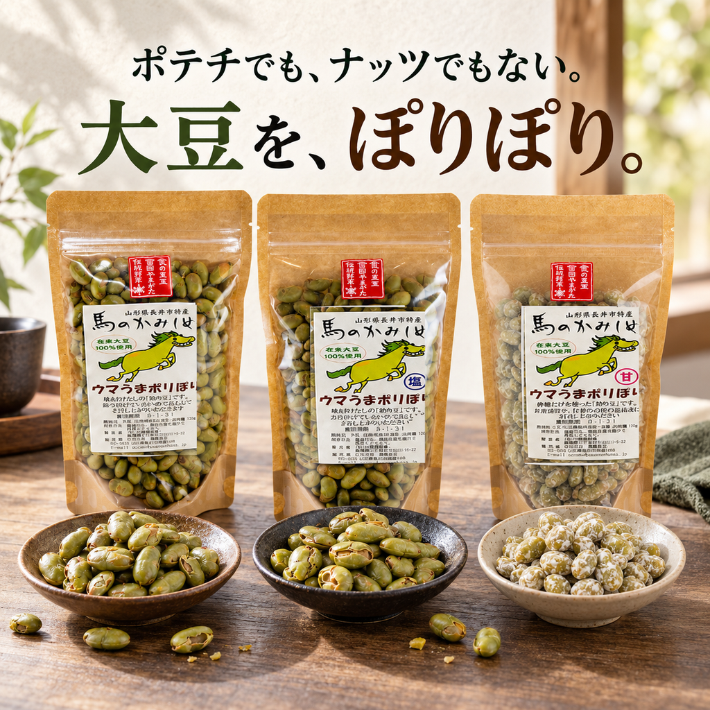 ウマうまポリぽり 香ばしい炒り大豆 食べ方イメージ