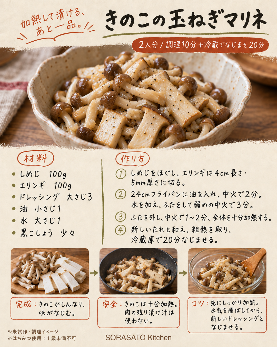 きのこの玉ねぎマリネの保存用レシピカード