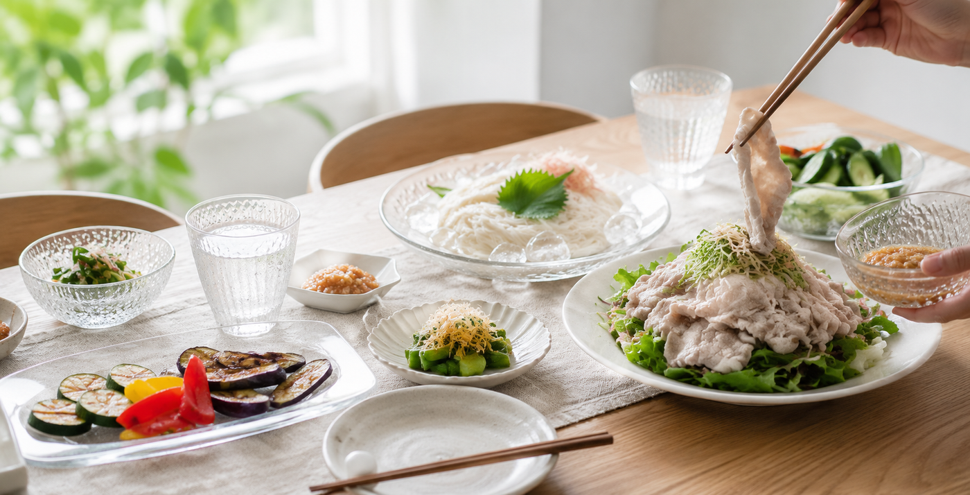 自然光の日本の家庭の食卓