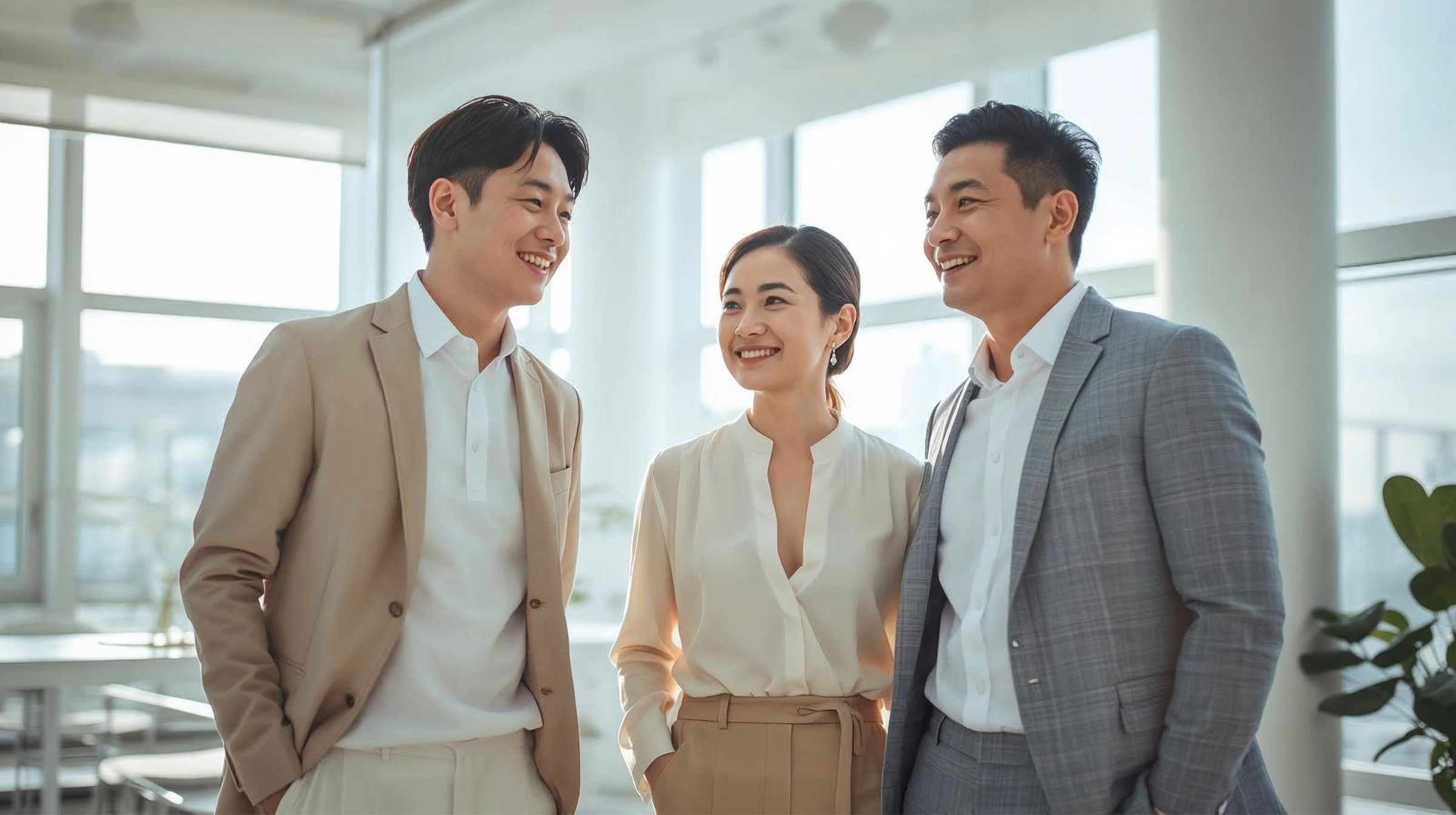 Confident Japanese couple