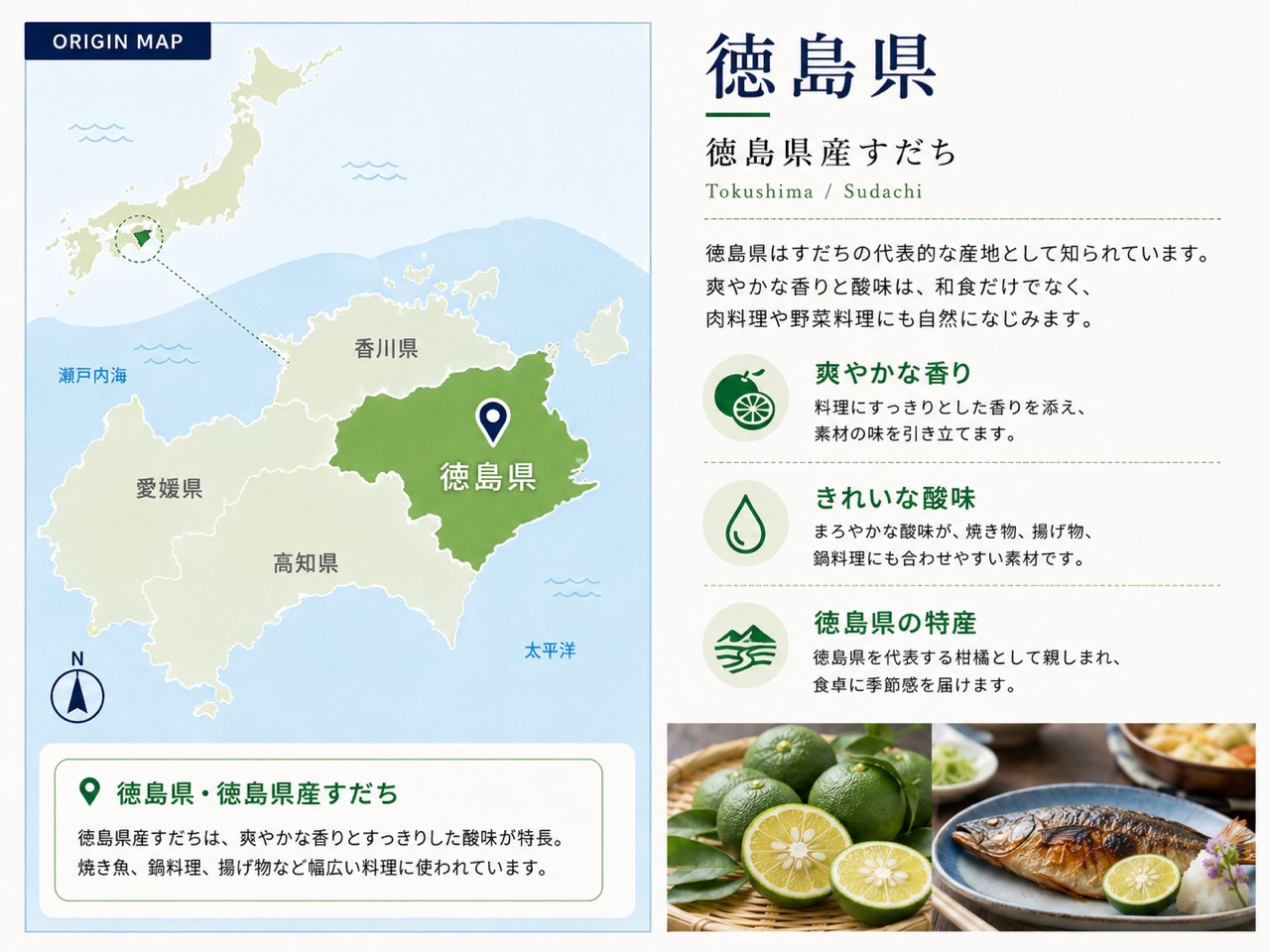 徳島県産すだちの産地を示す簡易地図